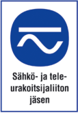 Sähkö- ja teleurakoitsijaliiton jäsen -tunnus