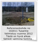 Referenssikohde, Tusantie, sähkötyö tontilla